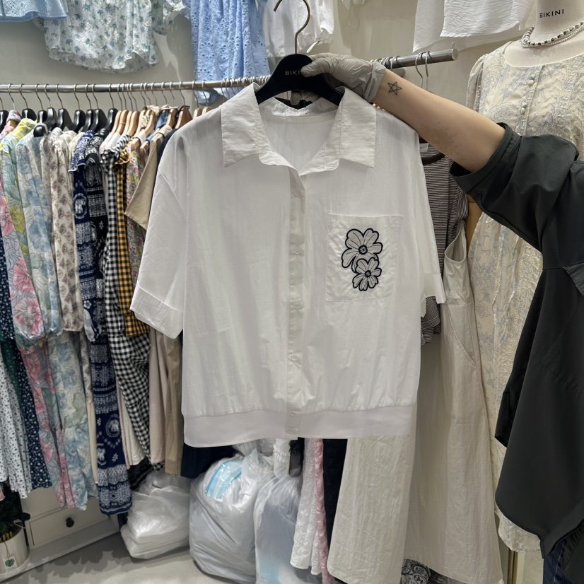 BIKINI韓國代購女裝新品休閑26春夏人氣推薦時尚襯衫蕾絲衫BIKINI襯衫/蕾絲衫圖色1