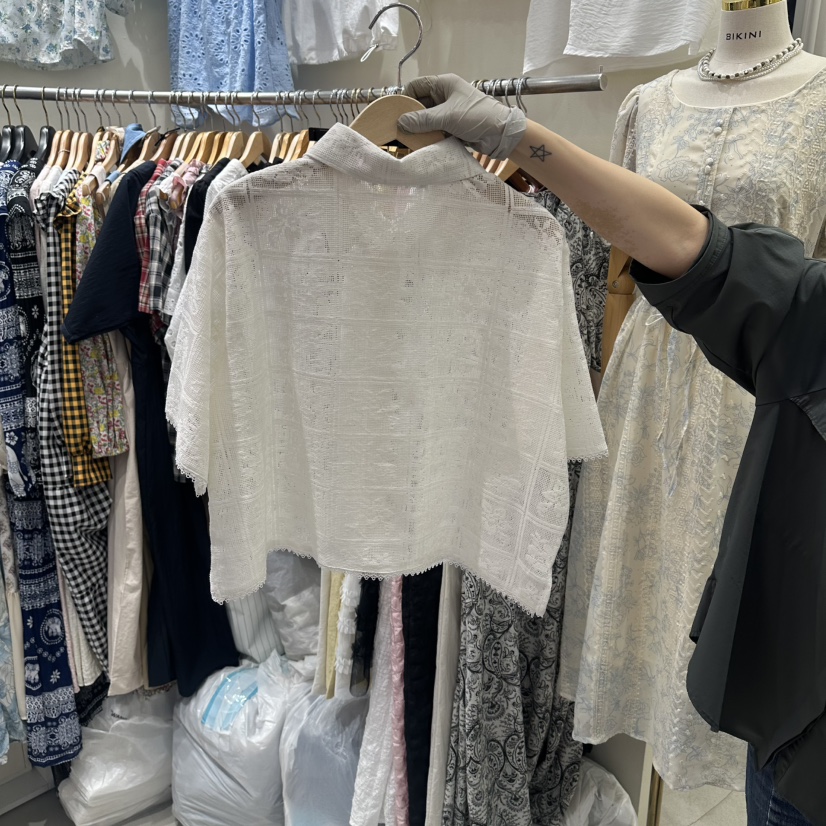BIKINI韓國東大門直郵女士新品職業人氣26春夏襯衫蕾絲衫BIKINI襯衫/蕾絲衫