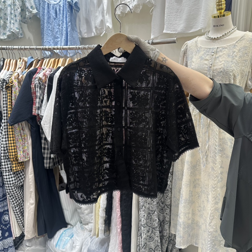 BIKINI韓國東大門直郵女士新品職業人氣26春夏襯衫蕾絲衫BIKINI襯衫/蕾絲衫圖色2