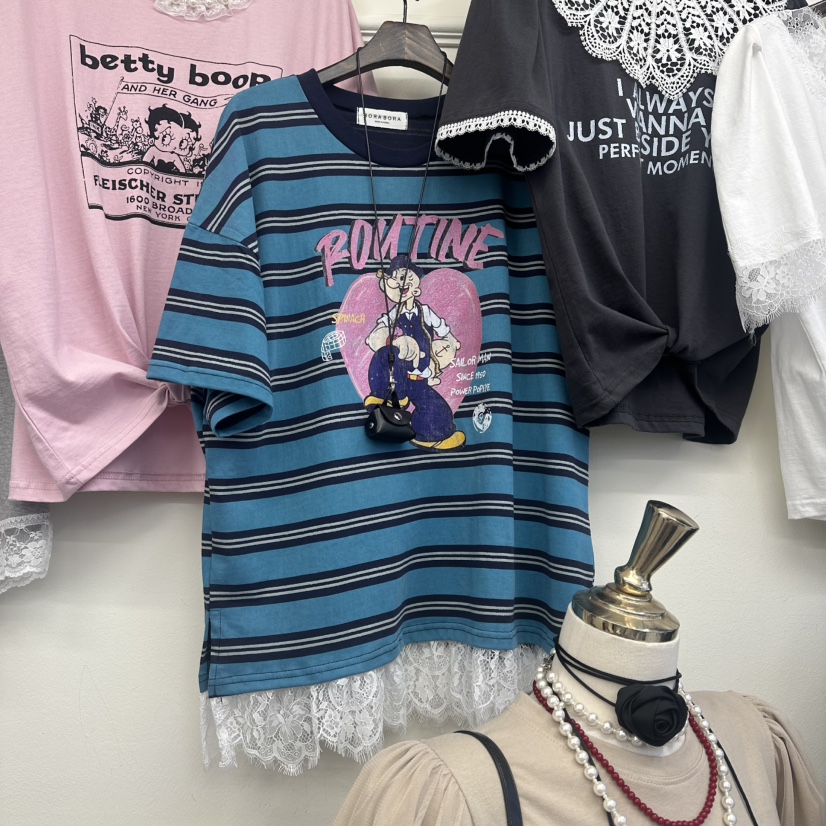 BORA BORA韓國東大門代購女裝新品推薦休閑職業T恤不含項鏈BORA BORAT恤圖色1