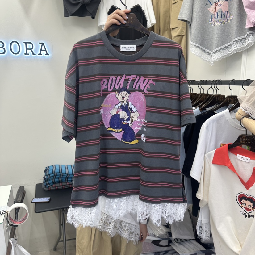 BORA BORA韓國東大門代購女裝新品推薦休閑職業T恤不含項鏈BORA BORAT恤圖色2