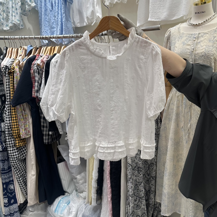 BIKINI韓國東大門直郵女裝新款休閑時尚推薦襯衫蕾絲衫刺繡BIKINI襯衫/蕾絲衫圖色1