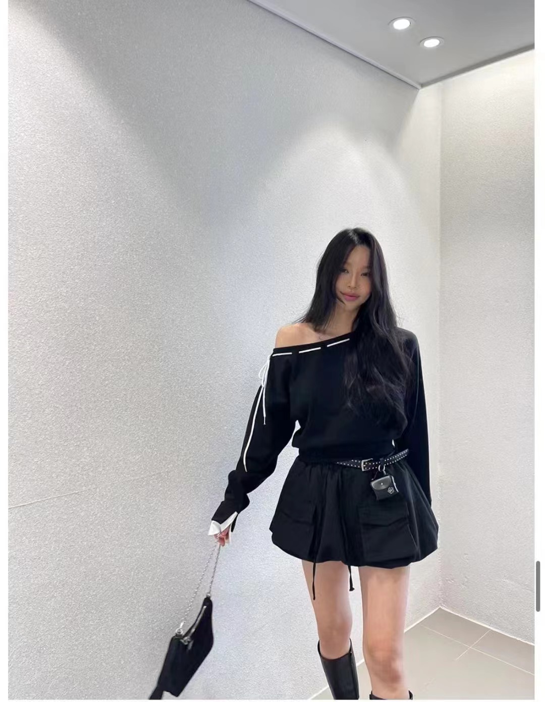 BLACK LINE韓國直郵實拍女裝新款26春夏休閑熱賣短褲口袋BLACK LINE短褲