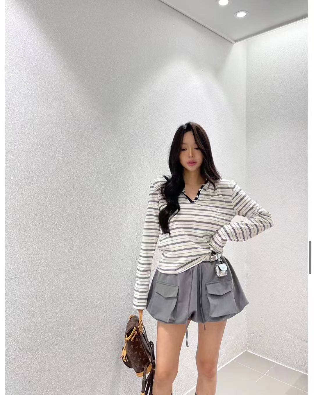 BLACK LINE韓國直郵實拍女裝新款26春夏休閑熱賣短褲口袋BLACK LINE短褲