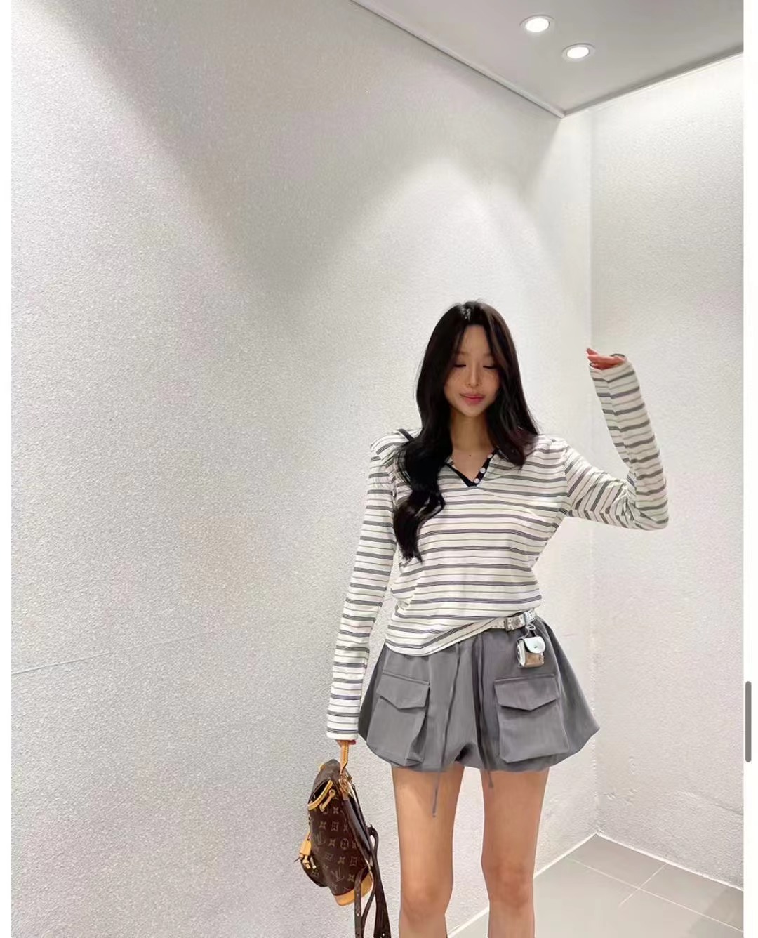 BLACK LINE韓國直郵實拍女裝新款26春夏休閑熱賣短褲口袋BLACK LINE短褲圖色1