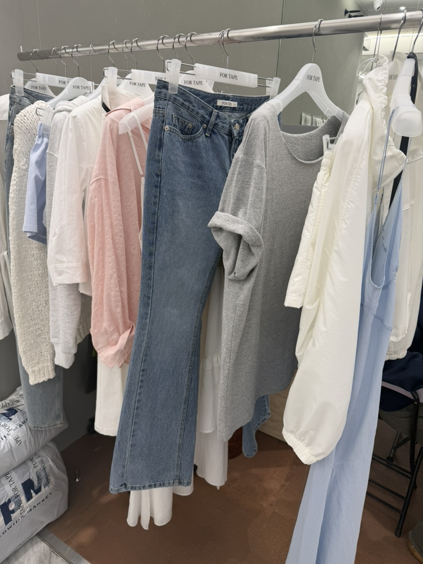 FOR TAPE韓國東大門代購女裝新品26春夏牛仔褲喇叭褲修身FOR TAPE牛仔褲