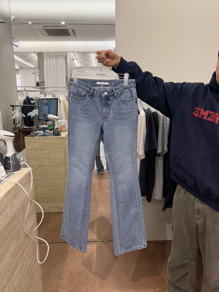 FOR TAPE韓國東大門代購女裝新品26春夏牛仔褲喇叭褲修身FOR TAPE牛仔褲圖色1