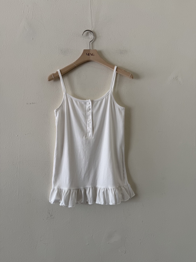 MENG韓國東大門代購女裝新品推薦熱賣吊帶背心荷葉邊紐扣MENG吊帶/背心圖色1
