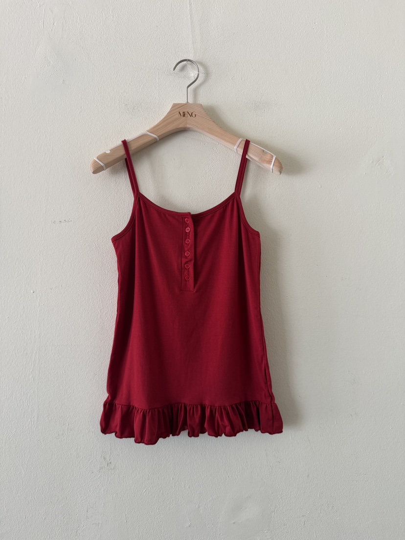 MENG韓國東大門代購女裝新品推薦熱賣吊帶背心荷葉邊紐扣MENG吊帶/背心圖色2