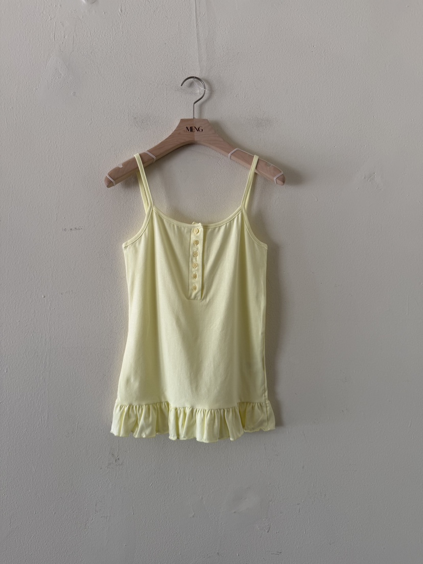 MENG韓國東大門代購女裝新品推薦熱賣吊帶背心荷葉邊紐扣MENG吊帶/背心圖色3