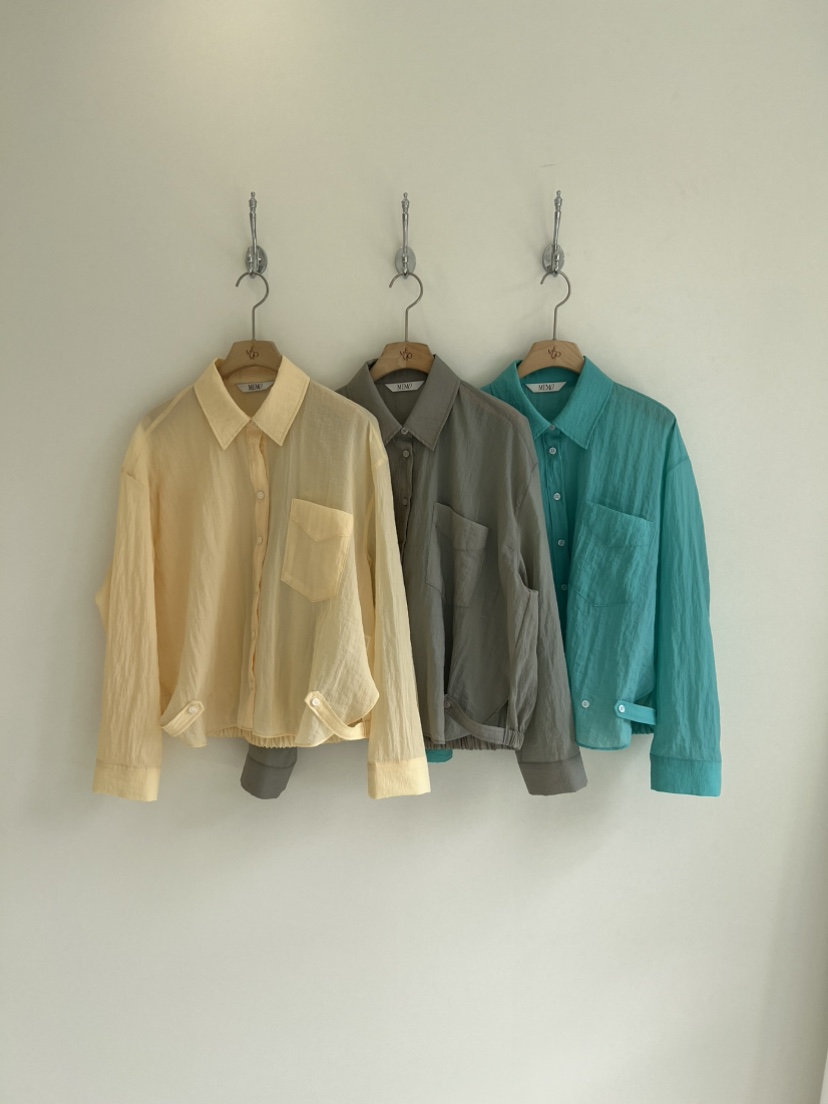 ME MO韓國直郵實拍女裝新品職業人氣襯衫蕾絲衫口袋褶皺ME MO襯衫/蕾絲衫