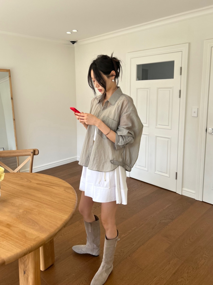 ME MO韓國直郵實拍女裝新品職業人氣襯衫蕾絲衫口袋褶皺ME MO襯衫/蕾絲衫圖色1