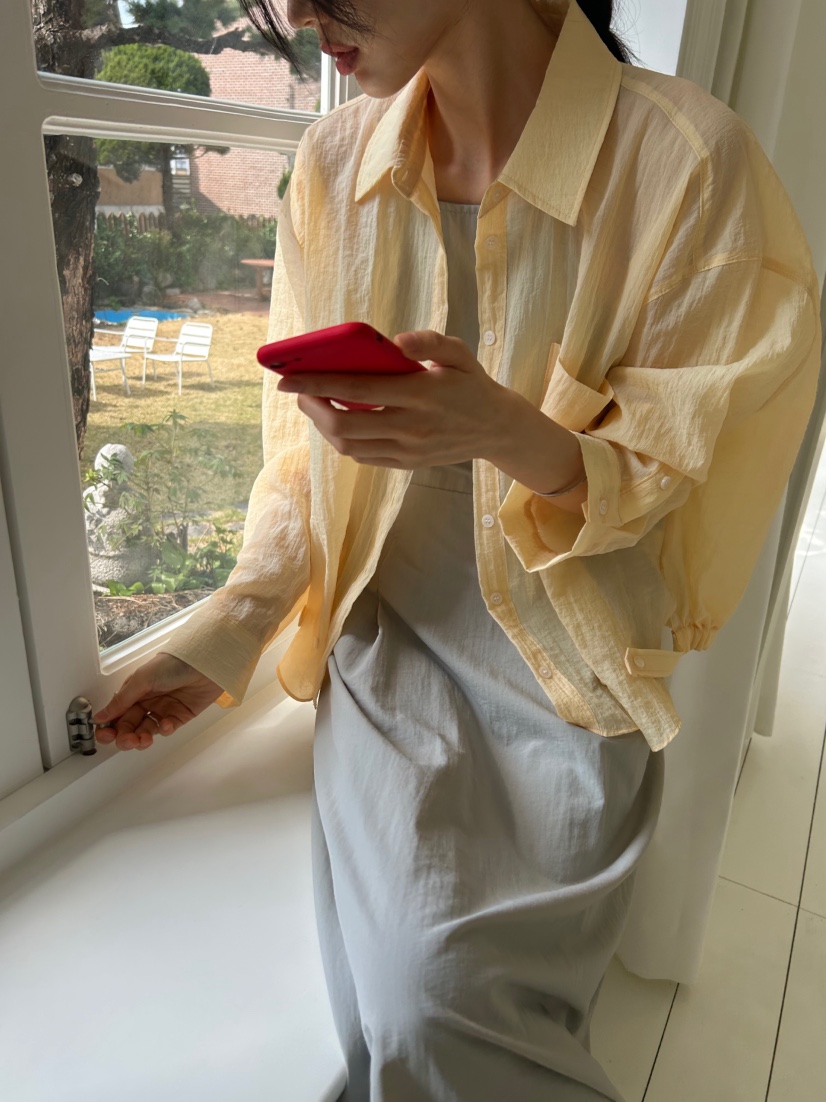 ME MO韓國直郵實拍女裝新品職業人氣襯衫蕾絲衫口袋褶皺ME MO襯衫/蕾絲衫圖色2