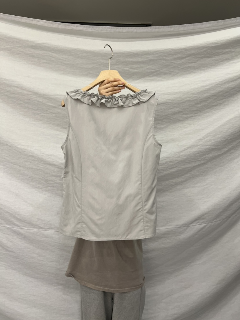 ME MO韓國直郵實拍女裝新品休閑襯衫蕾絲衫不含項鏈荷葉邊ME MO襯衫/蕾絲衫