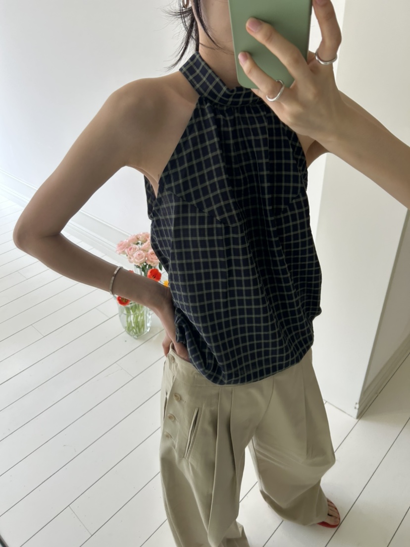 ME MO韓國東大門代購女裝新款人氣推薦26春夏吊帶背心格子ME MO吊帶/背心