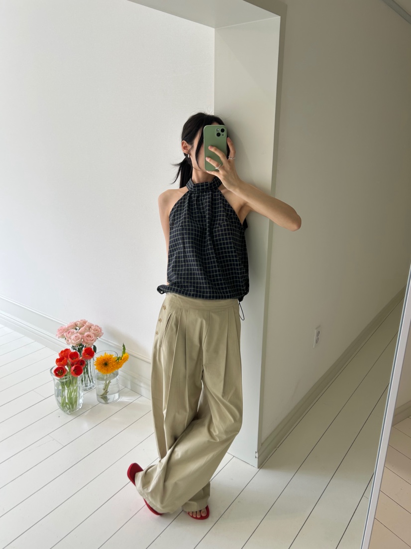 ME MO韓國東大門代購女裝新款人氣推薦26春夏吊帶背心格子ME MO吊帶/背心