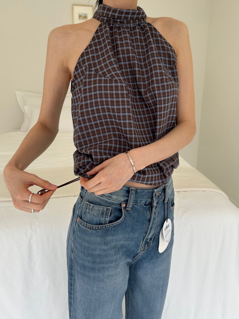 ME MO韓國東大門代購女裝新款人氣推薦26春夏吊帶背心格子ME MO吊帶/背心