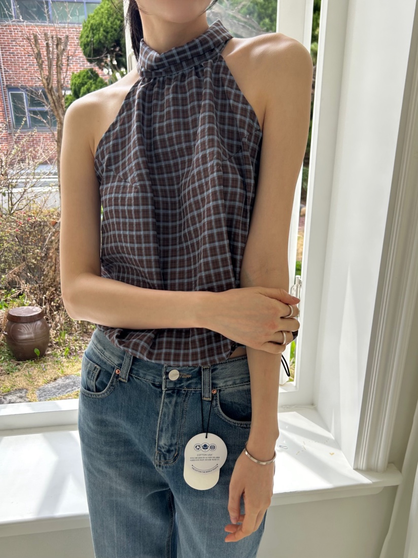 ME MO韓國東大門代購女裝新款人氣推薦26春夏吊帶背心格子ME MO吊帶/背心