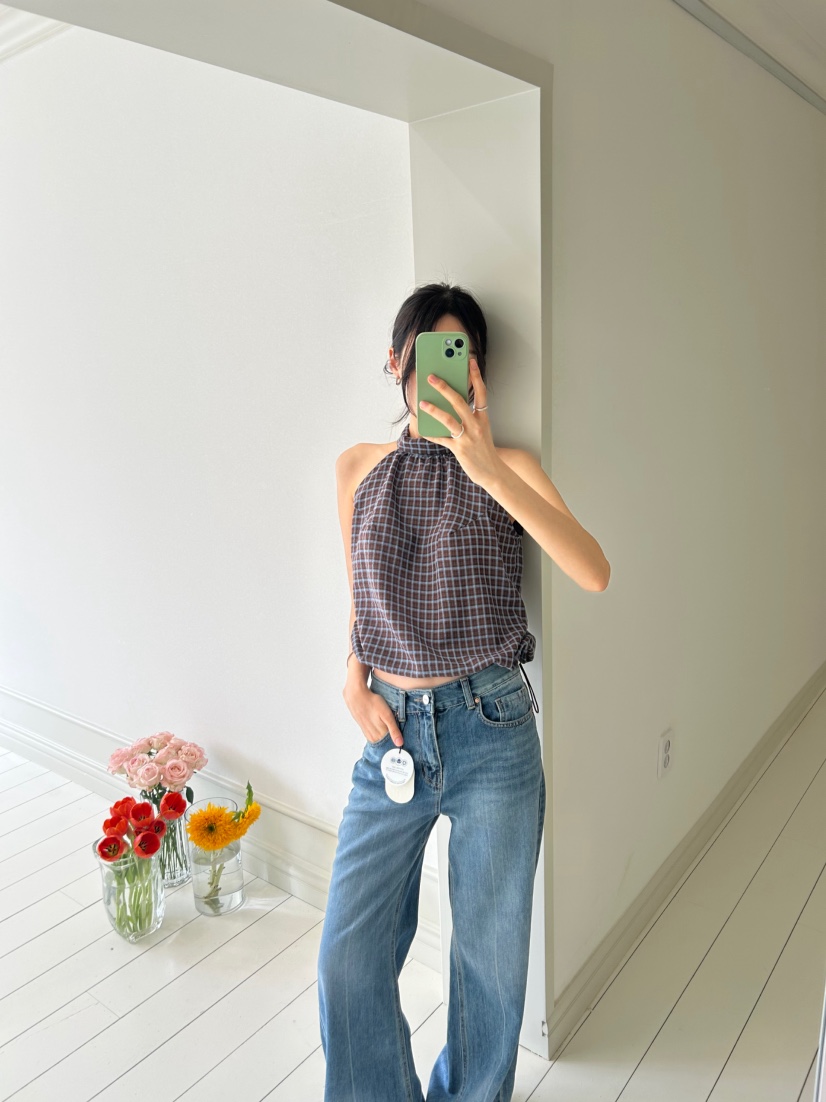 ME MO韓國東大門代購女裝新款人氣推薦26春夏吊帶背心格子ME MO吊帶/背心