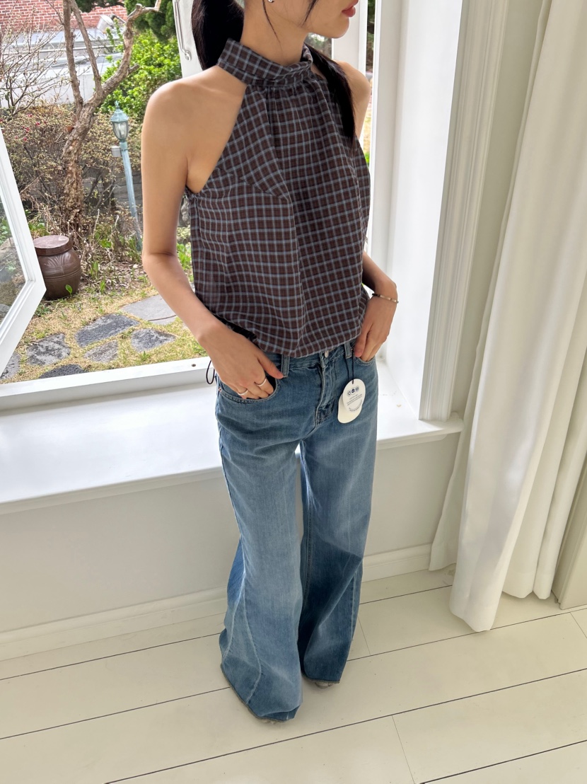 ME MO韓國東大門代購女裝新款人氣推薦26春夏吊帶背心格子ME MO吊帶/背心