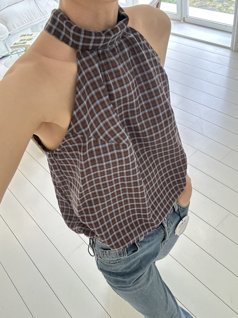 ME MO韓國東大門代購女裝新款人氣推薦26春夏吊帶背心格子ME MO吊帶/背心