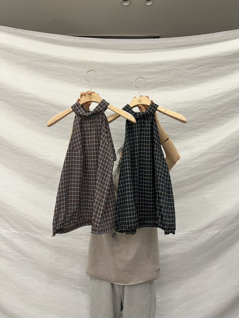 ME MO韓國東大門代購女裝新款人氣推薦26春夏吊帶背心格子ME MO吊帶/背心