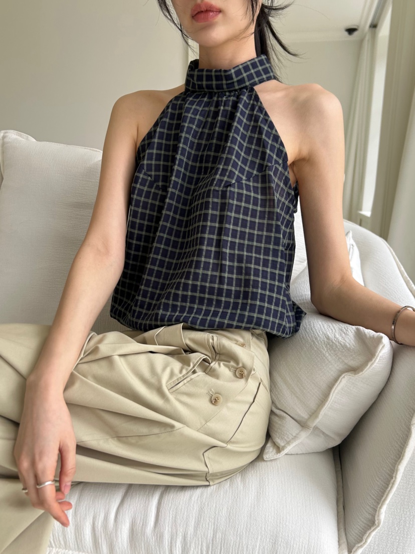 ME MO韓國東大門代購女裝新款人氣推薦26春夏吊帶背心格子ME MO吊帶/背心圖色1
