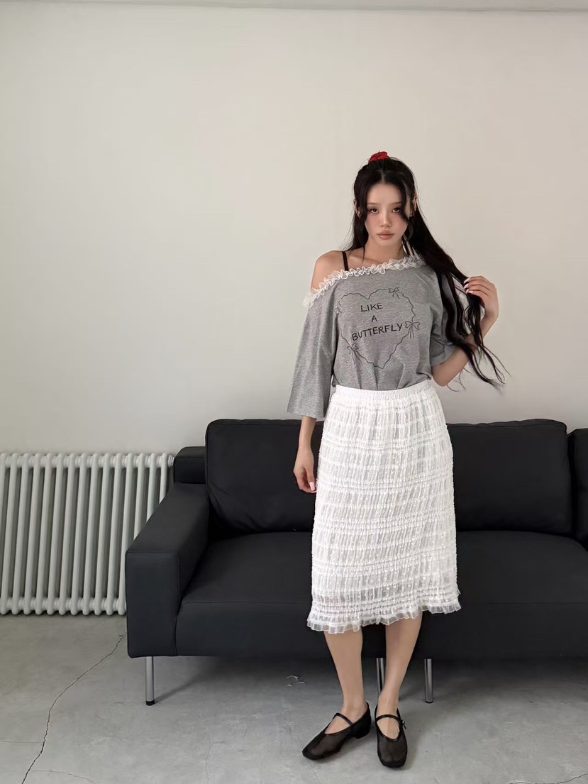 YES韓國直郵實拍女士新款人氣推薦熱賣職業時尚T恤不對稱緞YEST恤