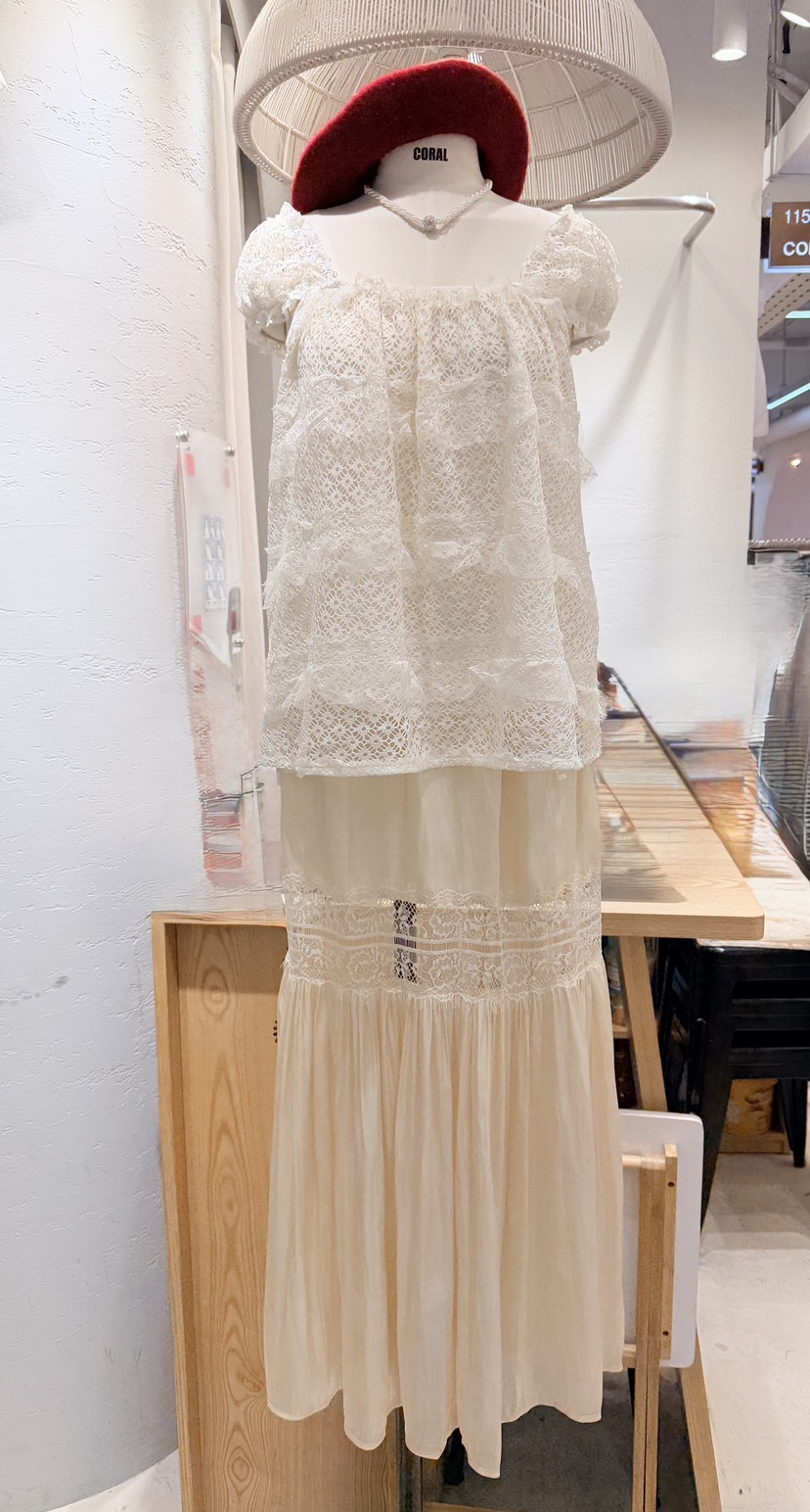 CORAL韓國直郵實拍女裝新款職業熱賣26春夏襯衫蕾絲衫不含項鏈CORAL襯衫/蕾絲衫