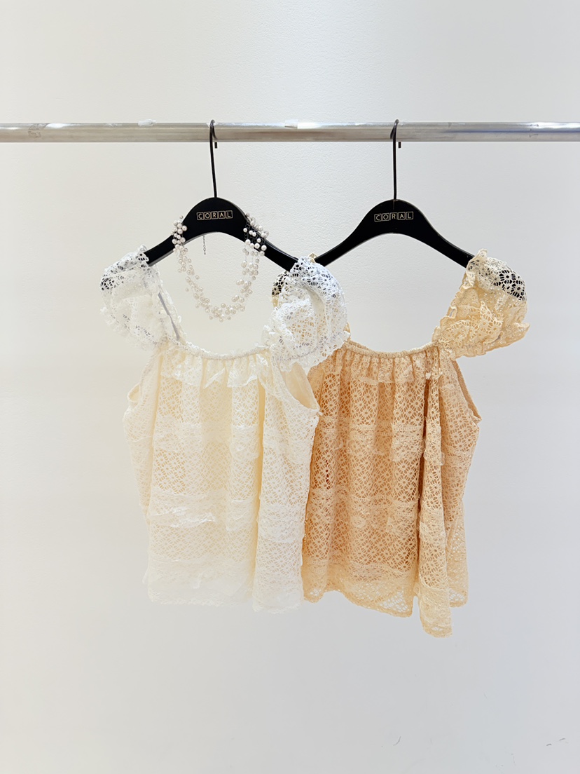 CORAL韓國直郵實拍女裝新款職業熱賣26春夏襯衫蕾絲衫不含項鏈CORAL襯衫/蕾絲衫
