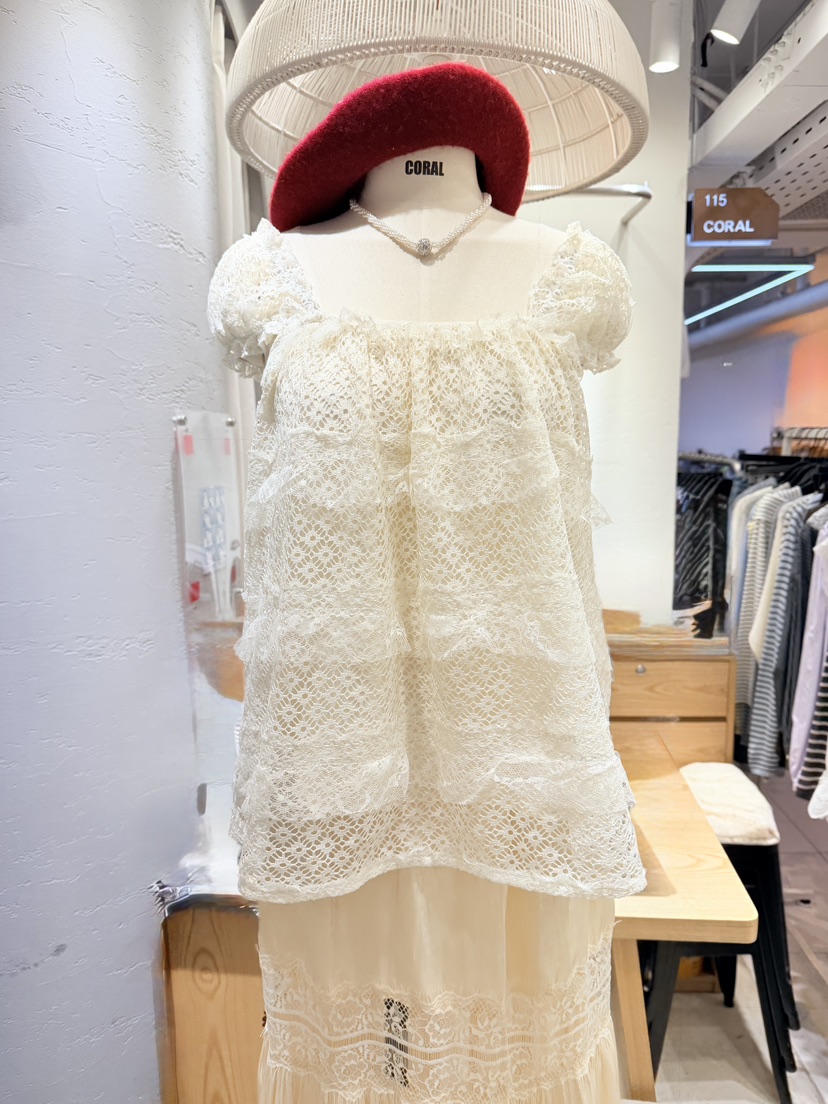 CORAL韓國直郵實拍女裝新款職業熱賣26春夏襯衫蕾絲衫不含項鏈CORAL襯衫/蕾絲衫圖色1