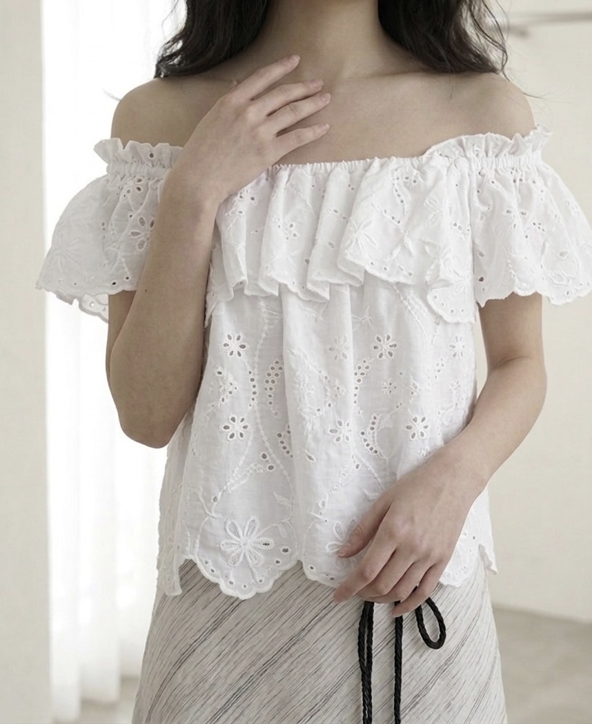 CORAL韓國直郵實拍女裝新品時尚推薦26春夏襯衫蕾絲衫刺繡CORAL襯衫/蕾絲衫