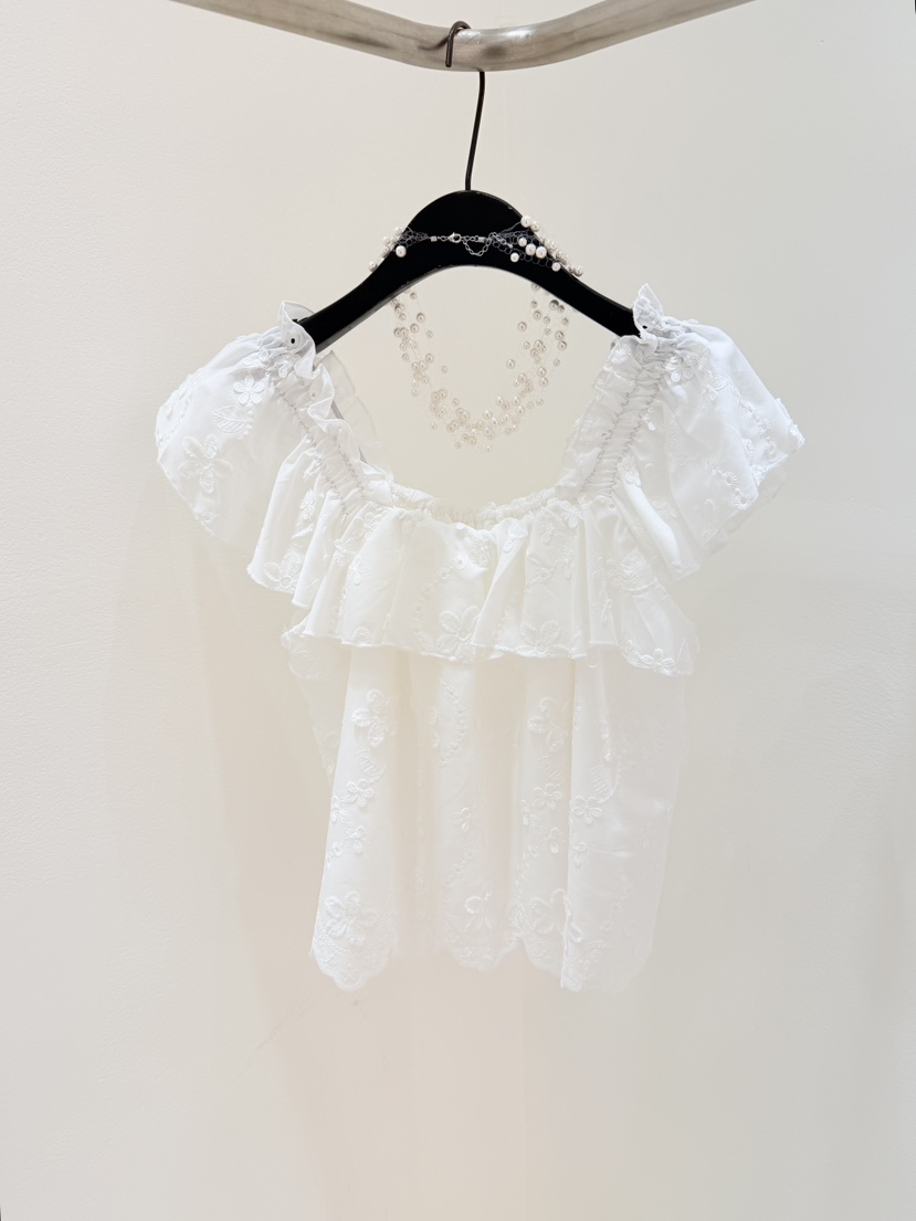 CORAL韓國直郵實拍女裝新品時尚推薦26春夏襯衫蕾絲衫刺繡CORAL襯衫/蕾絲衫