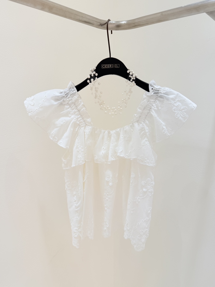 CORAL韓國直郵實拍女裝新品時尚推薦26春夏襯衫蕾絲衫刺繡CORAL襯衫/蕾絲衫