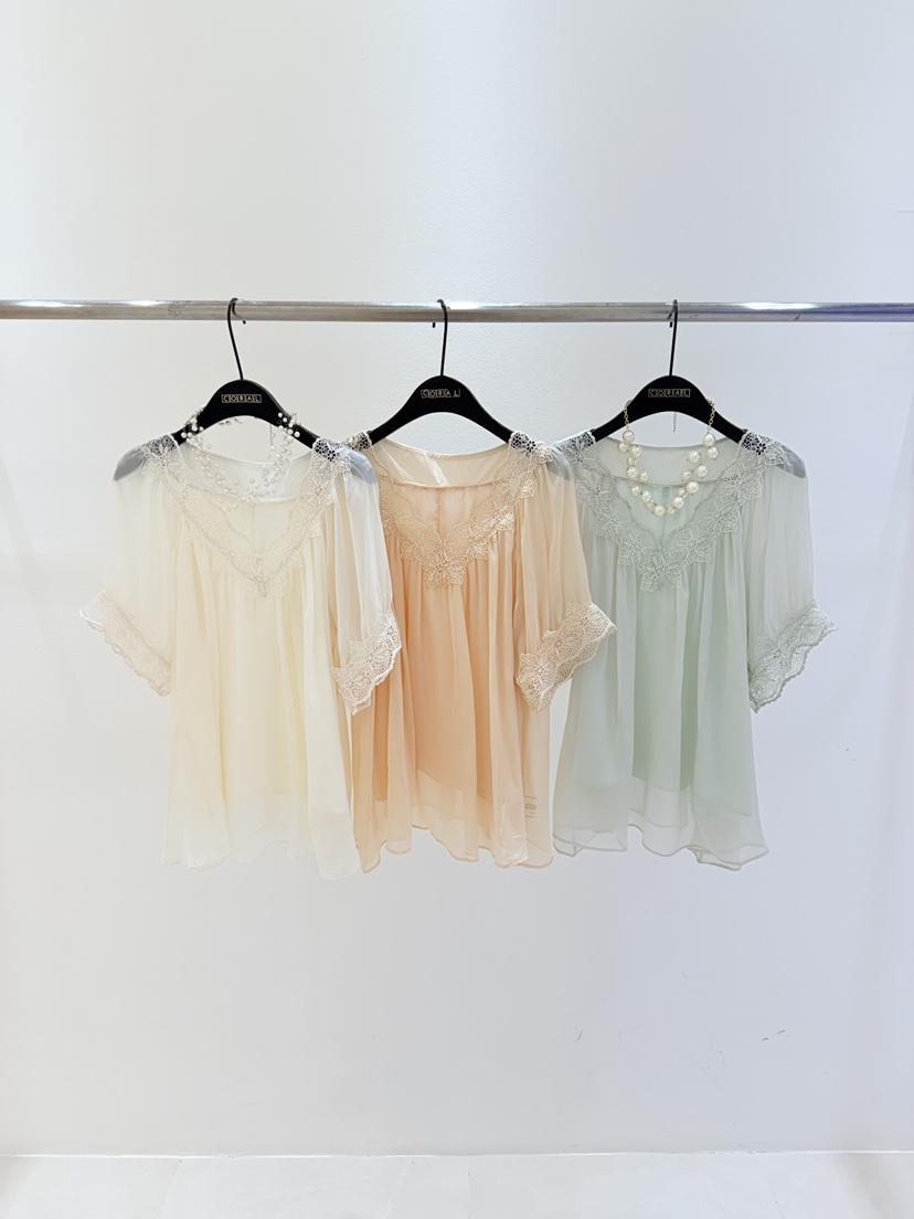 CORAL韓國代購女士新品休閑熱賣26春夏襯衫蕾絲衫不含項鏈CORAL襯衫/蕾絲衫