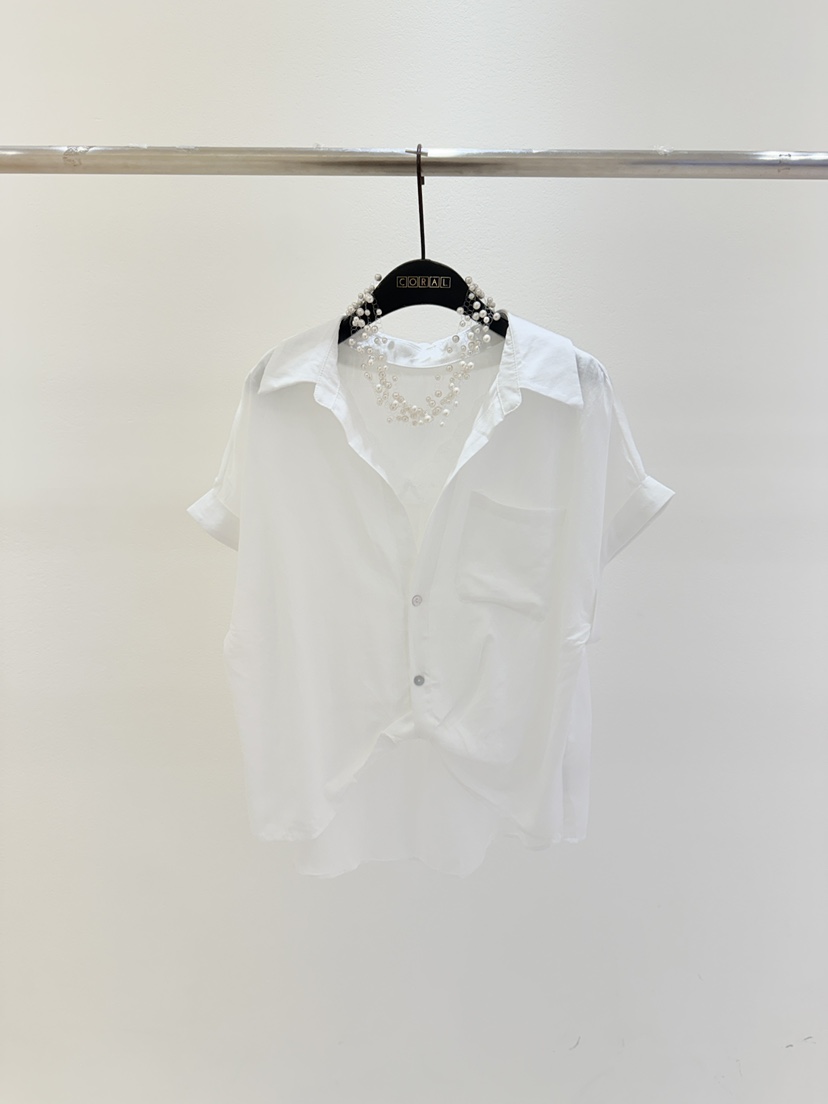 CORAL韓國代購女士新品熱賣人氣推薦襯衫蕾絲衫不含項鏈亞麻CORAL襯衫/蕾絲衫圖色2