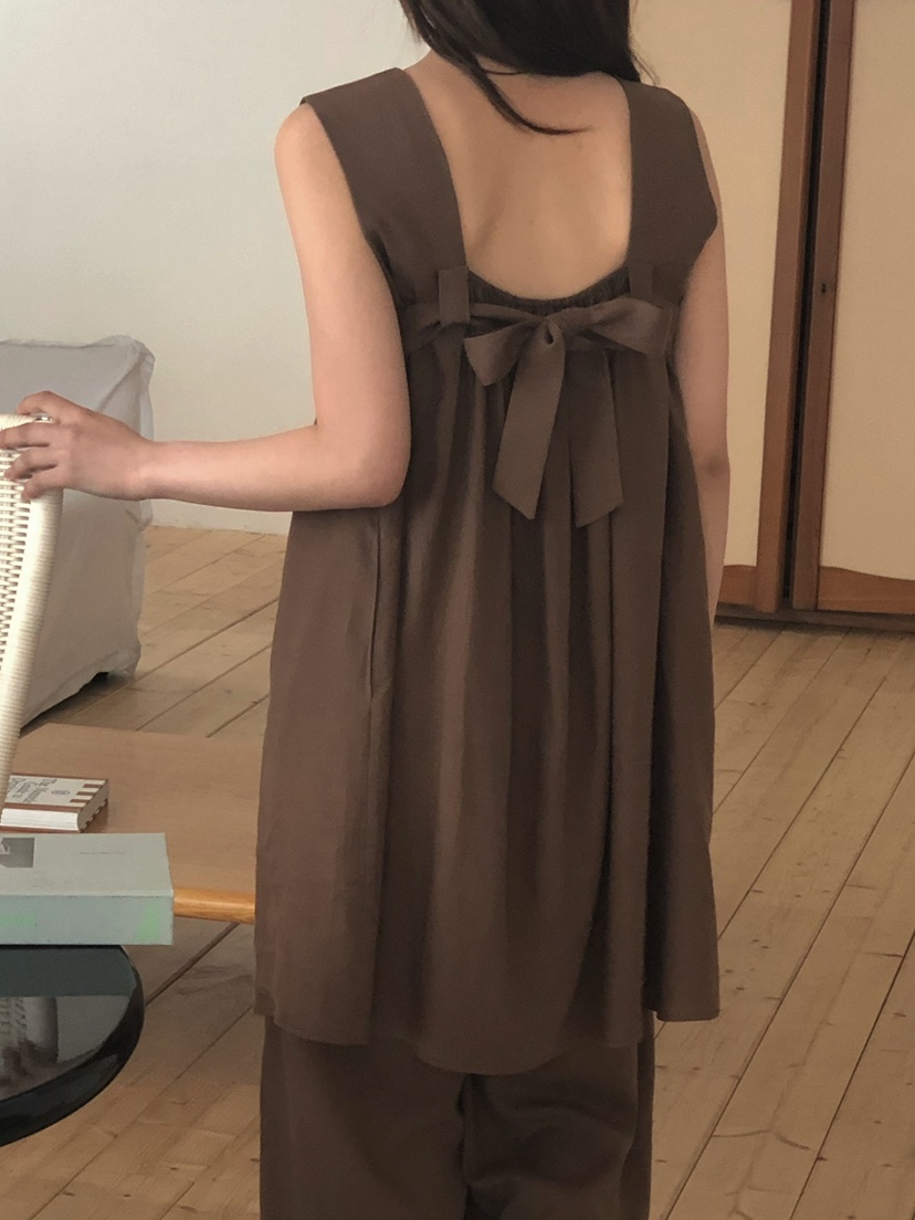 ONDO-P韓國東大門代購女士新品推薦職業休閑連衣裙絲帶亞麻ONDO-P連衣裙