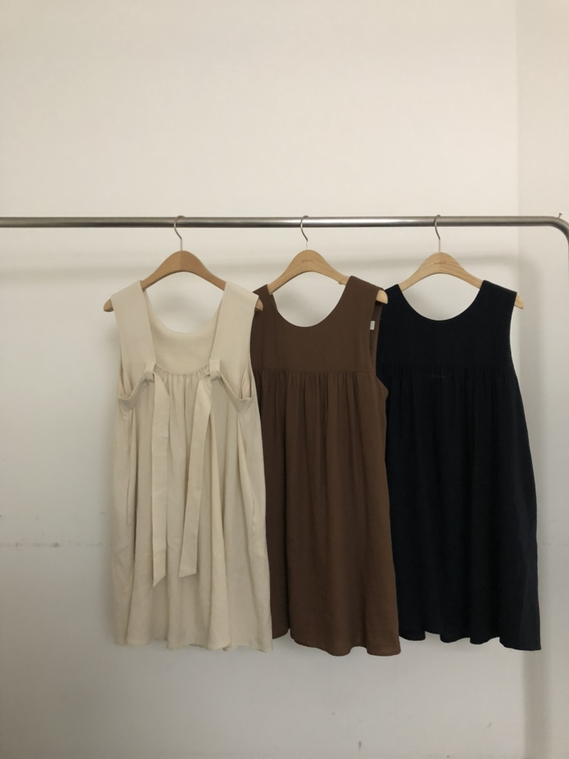 ONDO-P韓國東大門代購女士新品推薦職業休閑連衣裙絲帶亞麻ONDO-P連衣裙