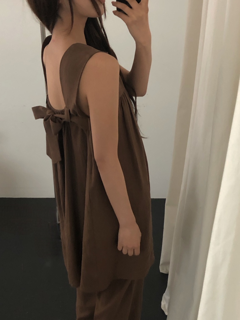 ONDO-P韓國東大門代購女士新品推薦職業休閑連衣裙絲帶亞麻ONDO-P連衣裙