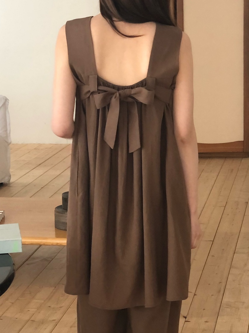 ONDO-P韓國東大門代購女士新品推薦職業休閑連衣裙絲帶亞麻ONDO-P連衣裙