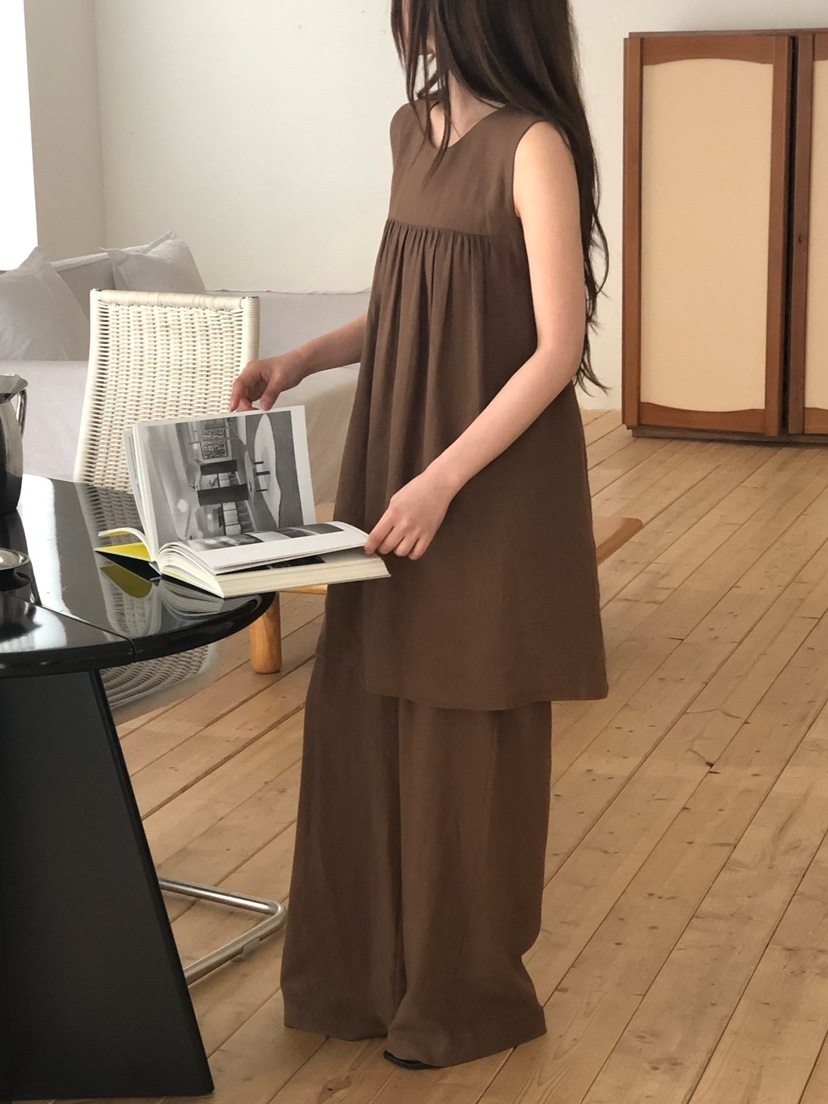 ONDO-P韓國東大門代購女士新品推薦職業休閑連衣裙絲帶亞麻ONDO-P連衣裙