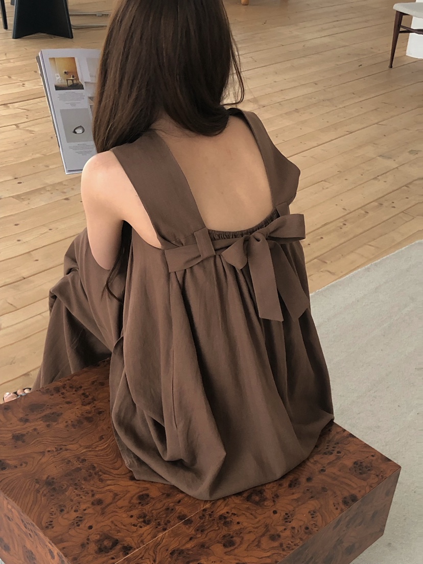 ONDO-P韓國東大門代購女士新品推薦職業休閑連衣裙絲帶亞麻ONDO-P連衣裙