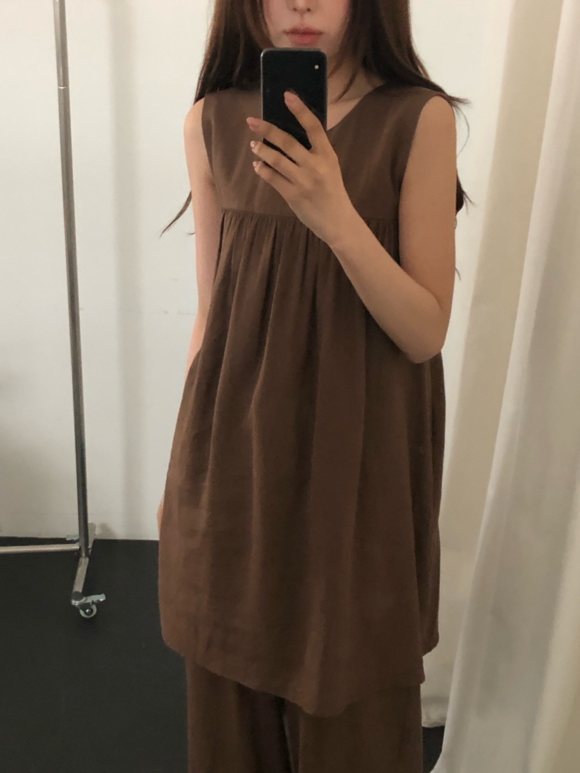 ONDO-P韓國東大門代購女士新品推薦職業休閑連衣裙絲帶亞麻ONDO-P連衣裙圖色1