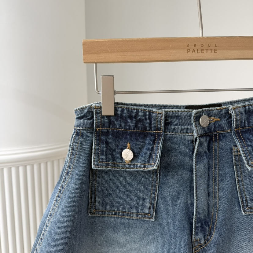 PALETTE-Q韓國東大門直郵女裝新品熱賣時尚26春夏牛仔褲口袋PALETTE-Q牛仔褲