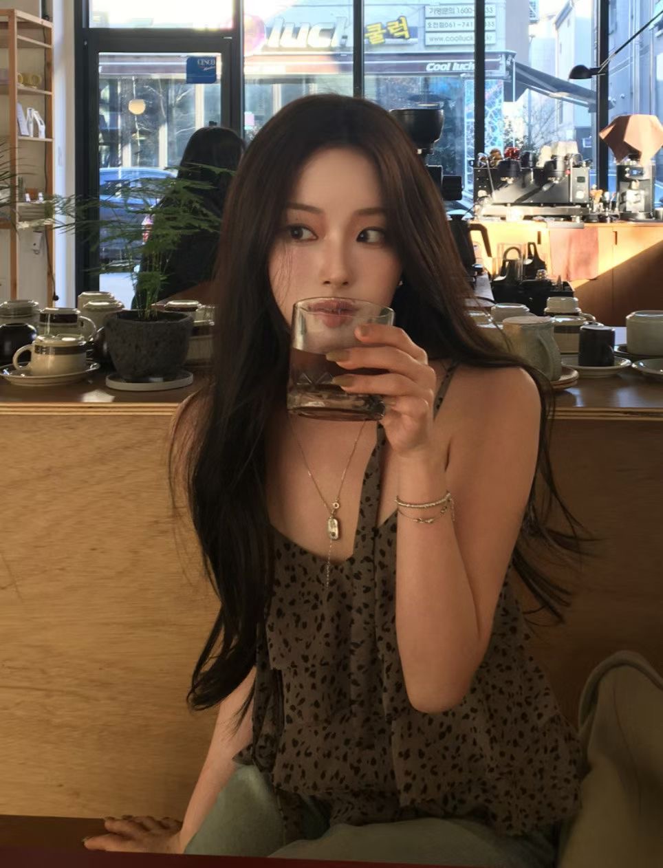 PLEASE/WW東大門實拍女士新款26春夏職業吊帶背心含繩豹紋PLEASE/WW吊帶/背心