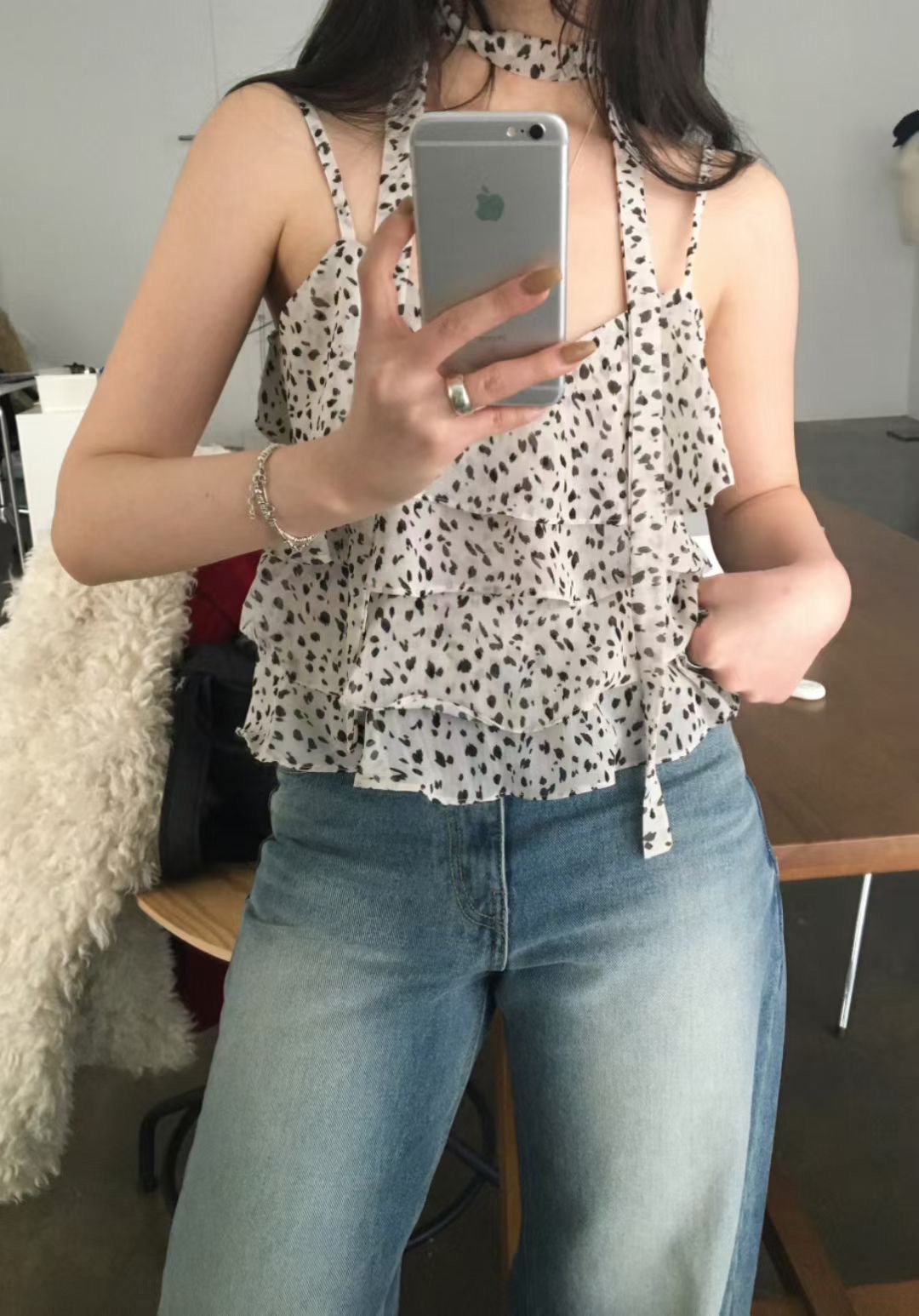 PLEASE/WW東大門實拍女士新款26春夏職業吊帶背心含繩豹紋PLEASE/WW吊帶/背心圖色1