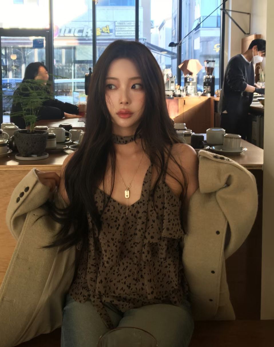 PLEASE/WW東大門實拍女士新款26春夏職業吊帶背心含繩豹紋PLEASE/WW吊帶/背心圖色2