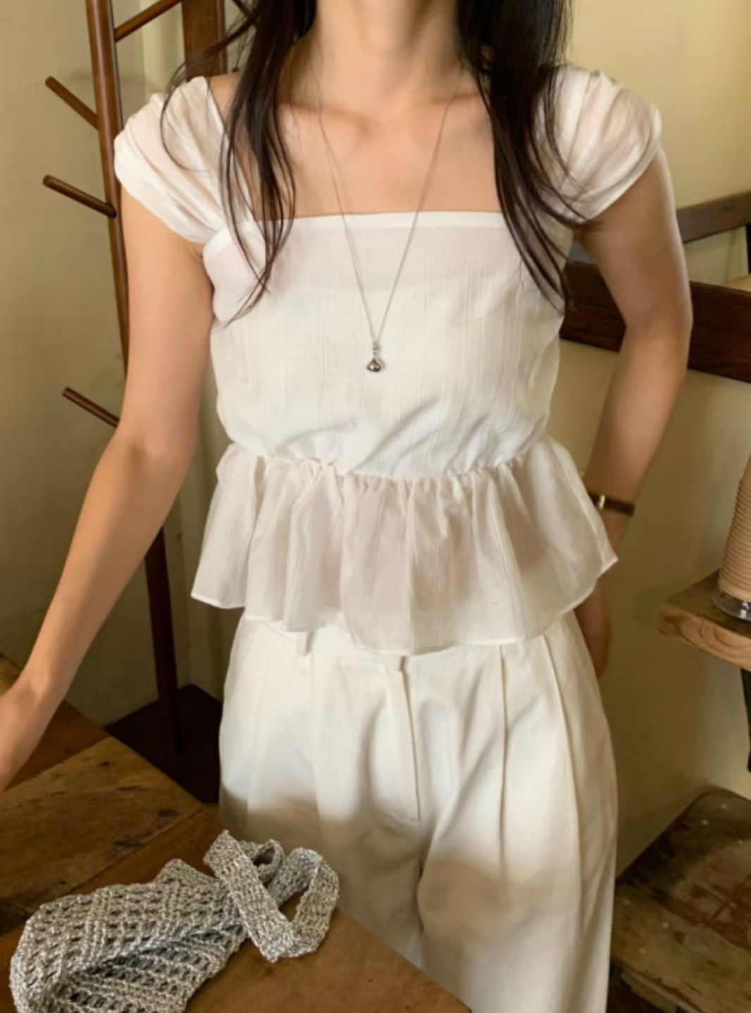 PLEASE/WW東大門直郵女裝新品人氣熱賣時尚休閑襯衫蕾絲衫PLEASE/WW襯衫/蕾絲衫圖色1