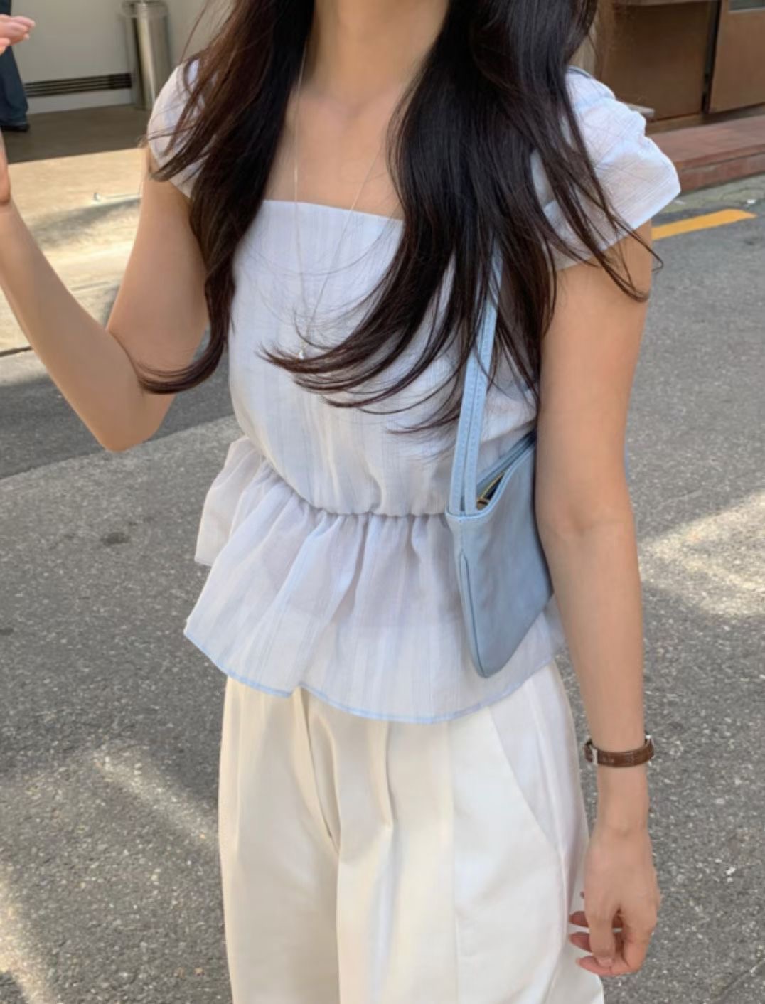 PLEASE/WW東大門直郵女裝新品人氣熱賣時尚休閑襯衫蕾絲衫PLEASE/WW襯衫/蕾絲衫圖色2