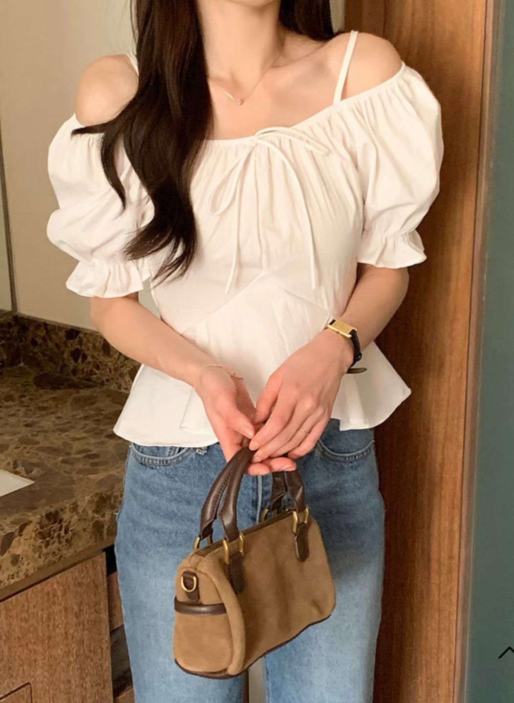 PLEASE/WW韓國代購女士新款熱賣真品26春夏休閑襯衫蕾絲衫PLEASE/WW襯衫/蕾絲衫圖色1